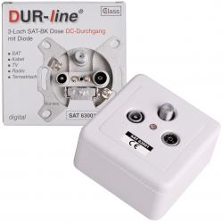 DUR-line 63001 Sat-Antennendose Durchgangsdose mit Diode komplett mit Rahmen ideal für Unicable