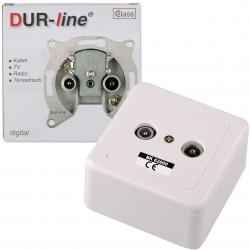 DUR-line 62800 BK-Antennendose Enddose Stichleitungsdose mit Rahmen+Zarge Kabel-TV/DVB-T2/Radio