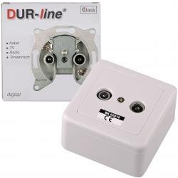 DUR-line 62810 BK-Antennendose Durchgangsdose 10dB mit Rahmen+Zarge Kabel-TV/DVB-T2/Radio