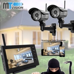 MT Vision HS-220 IP-Netzwerk-Überwachungskamera-Set 2 Kameras und mobiler Monitor mit Akku und Dockingstation MT Vision HS-220 IP-Netzwerk-Überwachungskamera-Set 2 Kameras und mobiler Monitor mit Akku und Dockingstation