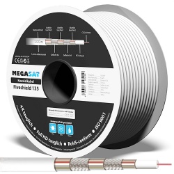 Megasat Koaxialkabel Fiveshield 135 Koaxkabel 135dB 100m-Spule Megasat Koaxialkabel Fiveshield 135 Koaxkabel 135dB 100m-Spule