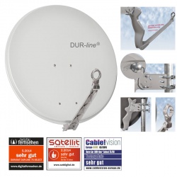 Dur-line Select 75/80 hellgrau - Vollaluminium-Spiegel Sat-Antenne Schüssel