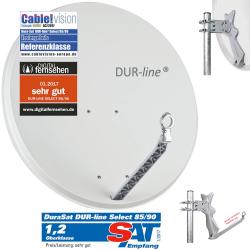 Dur-line Select 85/90 hellgrau - Vollaluminium-Spiegel Sat-Antenne Schüssel