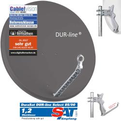 Dur-line Select 85/90 anthrazit - Vollaluminium-Spiegel Sat-Antenne Schüssel