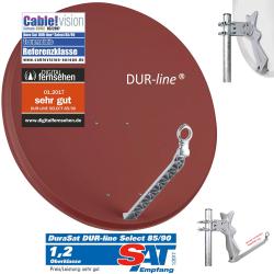 Dur-line Select 85/90 ziegelrot - Vollaluminium-Spiegel Sat-Antenne Schüssel