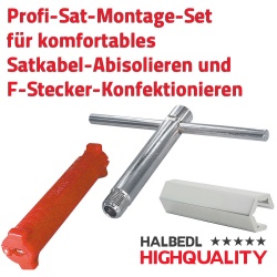 HHQ HalbedlHighQuality Profi-Sat-Montage-Set Abisolierer Montagehilfe und Schlüssel
