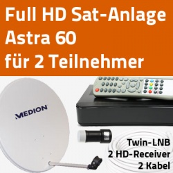 ASTRA 60 Full-HD HDTV Sat-Anlage für 2 Teilnehmer - Super-Preis ASTRA 60 Full-HD HDTV Sat-Anlage für 2 Teilnehmer - Super-Preis